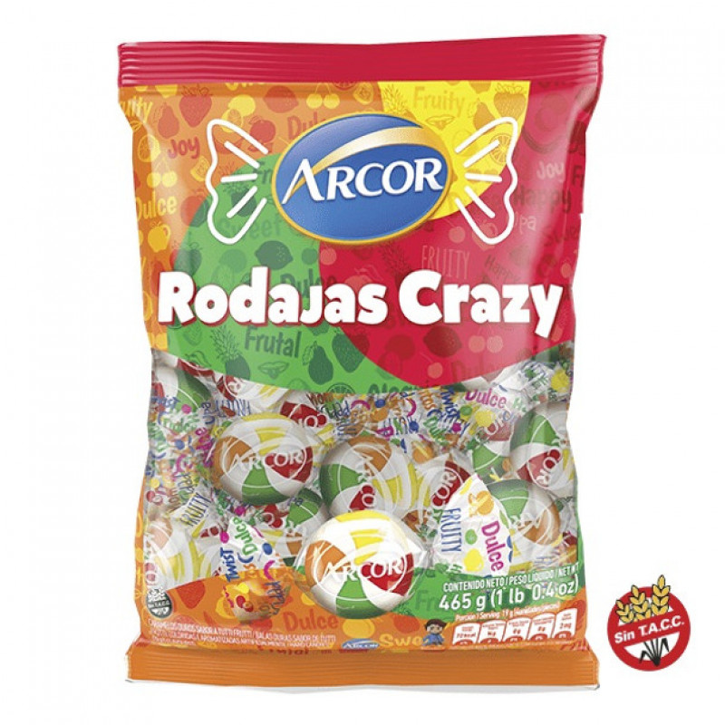 Caramelos Pico Dulce Rodajas Crazy Arcor 500 g 