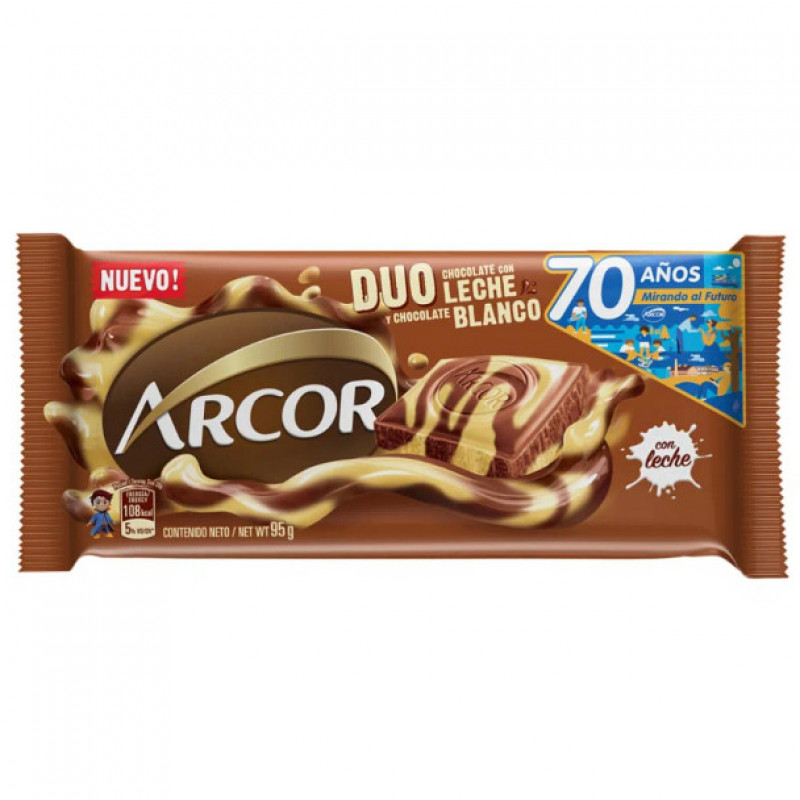 Chocolate Arcor DUO Negro y Blanco 95g